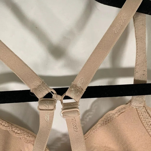 Aerie Bra Women's 36C Nude Padded Wired Sheer Strap Hook Eye Plunge - Picture 9 of 10